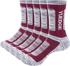 Yuedge Herren Crew Socken 5 Paar feuchtigkeitsableitend gepolstert Wandern Sport - Bild 1 von 13