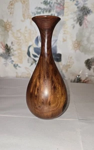 1980 Vintage 6.6” Turned California Redwood Wood Bud Vase Muir Woods - Picture 1 of 4