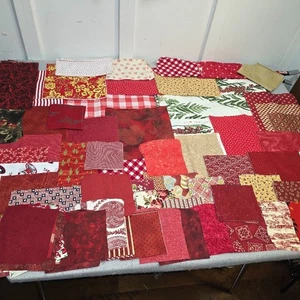 Cotton Fabric Scrap Lot Quilting Craft Prints Remnants 4.83 Lbs Red Themed - Picture 1 of 5