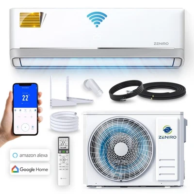 ZENIRO Klimaanlage Split 3,5kW Bis 55qm Wärmepumpe Heizfunktion ECO A++ Inverter WiFi