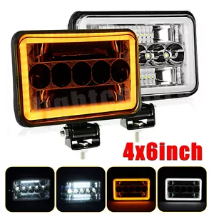 2PCS 4x6'' LED Work Lights Driving Fog Headlights DRL For Car SUV Truck Tractor - Picture 1 of 10