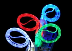 Blue Visible LED Micro USB Charger Cable Samsung Galaxy Tab 3 4 7.0 8.0 10.1 NEW - Picture 1 of 2