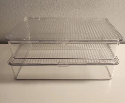 Organizador de armazenamento recipientes de plástico transparente com tampas. Conjunto de 2.  - Imagem 1 de 4