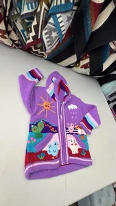 Kids Ethic Alpaca Cotton Knit Handmade In Ecuador Zip Hood Sweater Jacket Size 5 - Picture 1 of 4