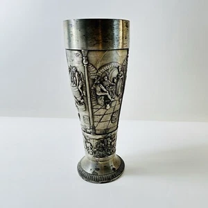 Frieling Zinn 95% Pewter 9" Tall Wheat Beer Cup Bayern Germany Embossed Vintage - Picture 1 of 10