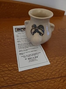 Art Pottery Egg Separator Face Mug Signed Peter Petrie Kitchen Tool Gadget - Picture 1 of 7