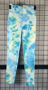 Nike Girl's Tight Fit High Rise Tie Dyed Blue Athletic Leggings DV0066-474 - Picture 1 of 3