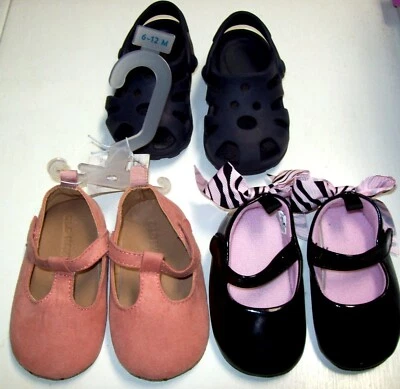 3 Prs NEVER WORN INFANT GIRL (6-12 M) CRIB SHOES: NWT ~OLD NAVY~ PINK MARY JANES - Image 1 of 4