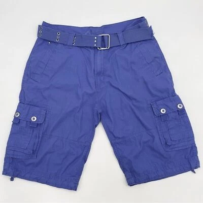 Pantalones Cortos Carga Vintage Periwinkle Hombres Talla 36 Solicitar Jeans Patinador Cinturón Bolsillos Foto 1 de 4