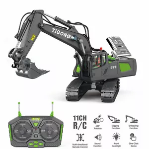 Remote Control Excavator Truck Toys for Boys 1/20 Scale RC Excavator Toy Green - Picture 1 of 14