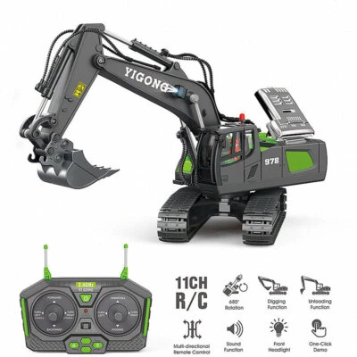 Remote Control Excavator Toy 1/20 Scale Construction RC Excavator Toys Green - Image 1 of 4