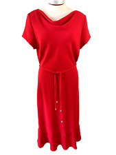 Dress Barn dress size 16 short sleeve red midi ruffle hem 45" long