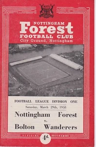 NOTTINGHAM FOREST v BOLTON WANDERERS ~ 29 MARCH 1958 - Picture 1 of 1