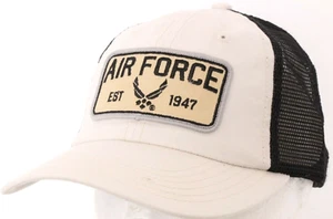 NEW United States US Air Force USAF Beige Black Mesh Trucker Cap Hat OS - Picture 1 of 9