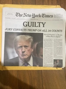 New York Times Donald Trump Guilty 05-31-2024 Print Newspaper Full Copy Complete - Picture 1 of 1