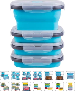 Collapsible Food Storage Containers with Lids & Vent, 11.8 Oz, Kitchen Stacking  - Picture 1 of 8