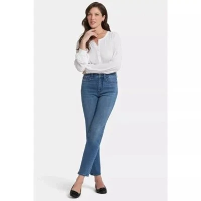 NYDJ Marilyn Straight Jeans Cotton Denim High-rise Blue Size 10 - Image 1 of 4