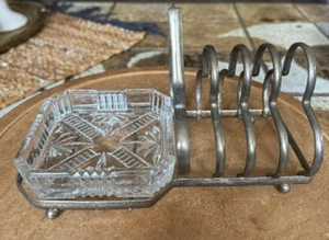 VINTAGE ANTIQUE Nickel Breakfast Rack Toast Butter Jam Dish, Made In England - Picture 1 of 12