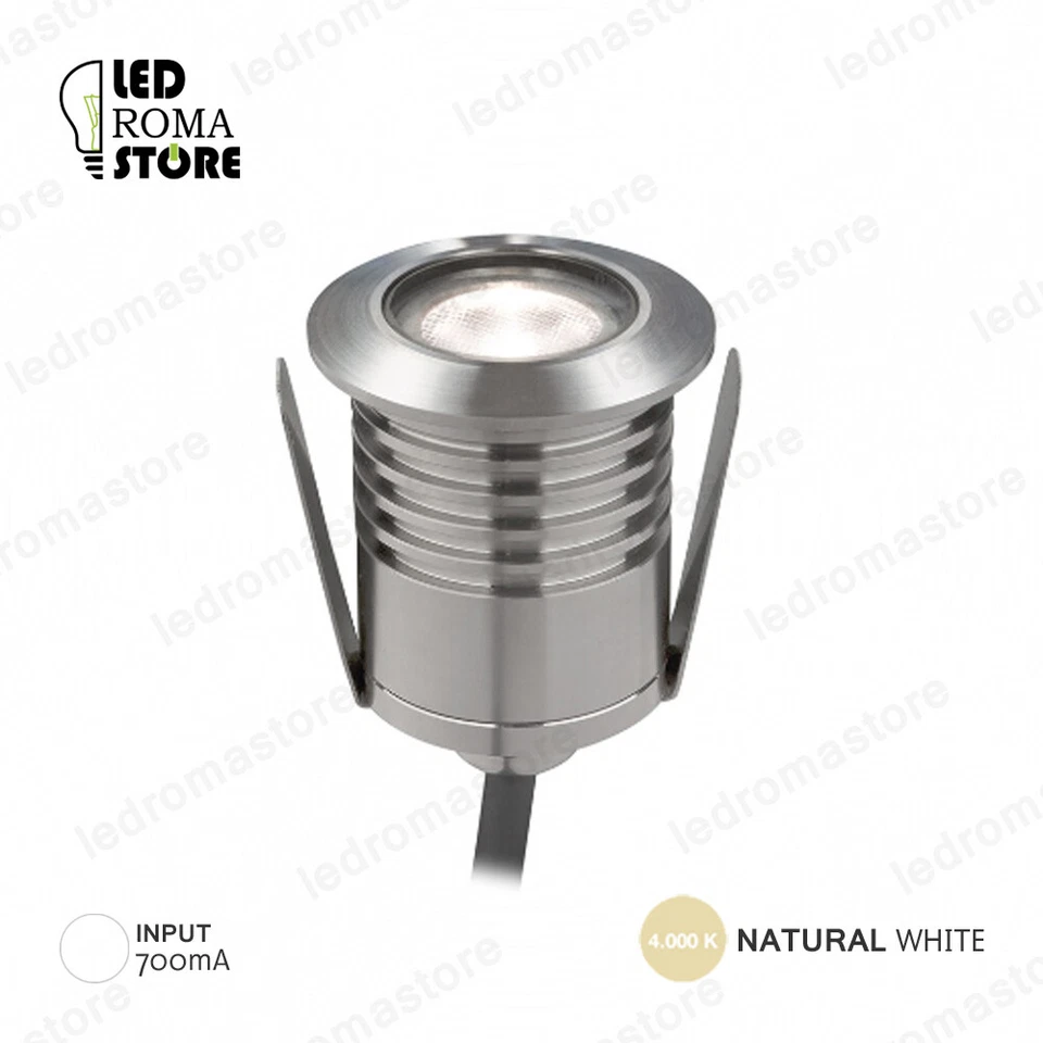 FARETTO LED SUBACQUEO DA INCASSO ROTONDO INOX IP68 3W COLORE LUCE NATURALE 4000K - Immagine 1 di 1