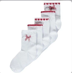 George 5 Pack School Socks - Gingham Red Detail - Shoe Size UK 4-5 - Picture 1 of 6