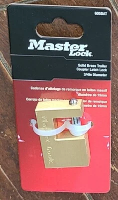 MASTER LOCK Solid Brass Trailer Coupler Latch Lock w/2 Keys & 3/4" Dia. #605DAT - Image 1 of 2