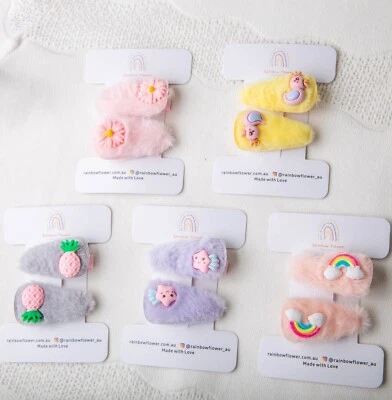 5 estilos mullido lindo bebé niña pinza de pelo conjunto arco iris nube flor fruta Foto 1 de 4