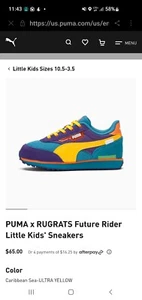 PUMA UNISEX KIDS RIDER X RUGRATS FUTURE RIDER RUNNING SNEAKERS TODDLER SIZE 12C - Picture 1 of 8