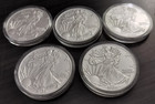 FIVE (5) 2024 SILVER AMERICAN EAGLES 1 OZ BULLION COINS LOT