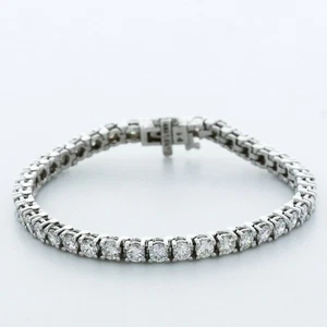 Tennisarmband 10 kt TW H VS2 rund natürliche zertifizierte Diamanten 14 K Gold Korb - Bild 1 von 4