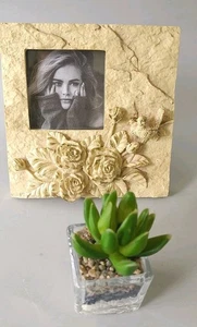 Rahmen Vintage Blume Rose Farbe Beige 3" x 3" Deko Raum Stil Romantik - Bild 1 von 10