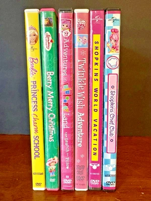 Set Of 6 Girls DVD Bundle MLP, Shopkins, Strawberry Shortcake, Barbie Lalaloopsy - Image 1 of 4
