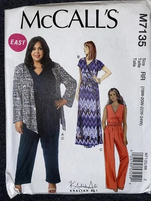 Jumpsuit, Dress, Shrug Women’s Sewing Pattern Size 18W-24W McCall’s 7135 - Image 1 of 4