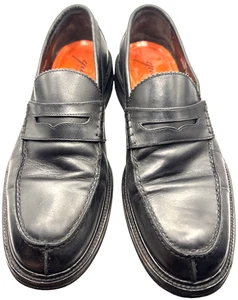 Quellilà Men's 9 College Black Leather Loafers Sh Handcrafted In Italy Shoes - Picture 1 of 8