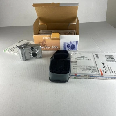 Canon PowerShot A95 Digital Camera Silver 5.0 Megapixels Includes Accessories - Image 1 of 4