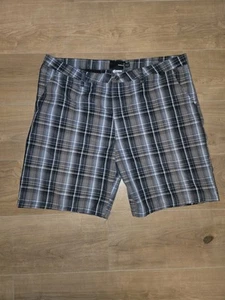 Hurley Chino Shorts Blue Beige Black Plaid Flat Front Mens Size 38 - Picture 1 of 7