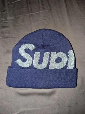 Supreme Reflective Big Logo Beanie Purple Fw 17 - Image 1 of 3