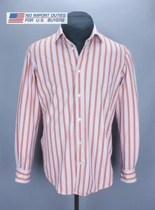 Boggi Milano Btech Stretch Mens Long Sleeve Shirt Striped White/Red Size L - Picture 1 of 16