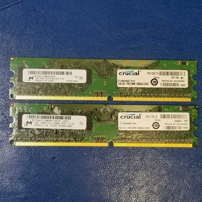 Crucial 2x 1GB DDR2 667MHz PC2-5300U 240-Pin DIMM Desktop Memory RAM Modules - Image 1 of 4