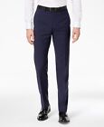 Pantalon avant plat pour homme 200 $ Calvin Klein laine plaid bleu coupe mince 37 W 36 L