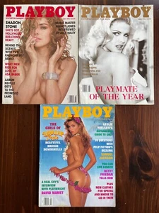 Early 90s Playboy Mag 3-pack w/Centerfolds — VG — Anna Nicole, Sharon Stone - Picture 1 of 7
