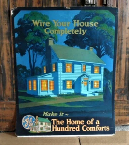 orig. 1920's-40's GENERAL ELECTRIC **2-Sided Cardboard STORE DISPLAY**, Rare!!! - Picture 1 of 10