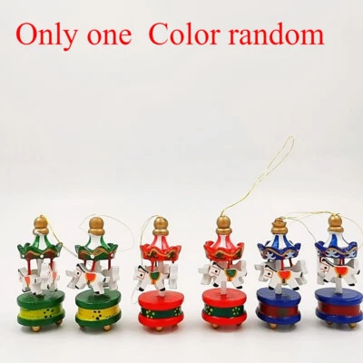 1:12 Scale Dollhouse Miniatures Christmas Horses Carousel Circus Wooden Decor - Image 1 of 4