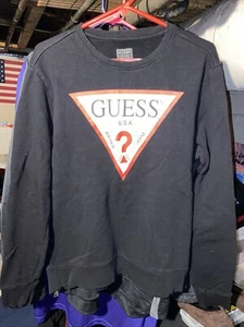 Guess Crewneck Sweatshirt Mens Medium Black Los Angeles  - Picture 1 of 9