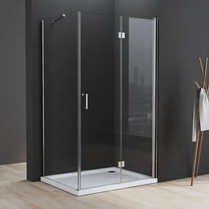 Dusche Duschtür Duschabtrennung Falttür 6mm Glas 180 Grad Komplettset 80x80 - Bild 1 von 32