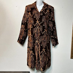 ATOC A TOUCH OF CLASS Velvet Baroque Long Jacket Brown Boho Vintage Small 3526 - Picture 1 of 9