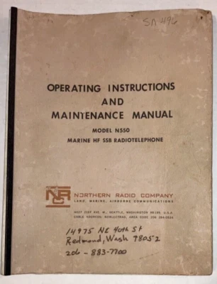 Marine HF SSB Radiotelephone N550 Instruction Manual Northern Radio Company B3B1 - Image 1 of 4