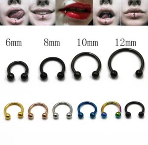 16G Anodized Surgical Steel Horse Shoe Circular Barbell You Choose Color & Size - Picture 1 of 22