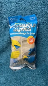 Natural Latex Household Gloves 2 Pairs Medium Cleaning Supplies New In Pack - Picture 1 of 1