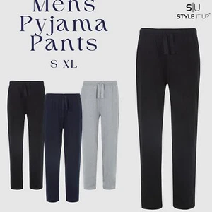 Mens Lounge Pants Pyjama Pjs Bottom Jersey Cotton Rich Plain Nightwear Soft warm - Picture 1 of 9