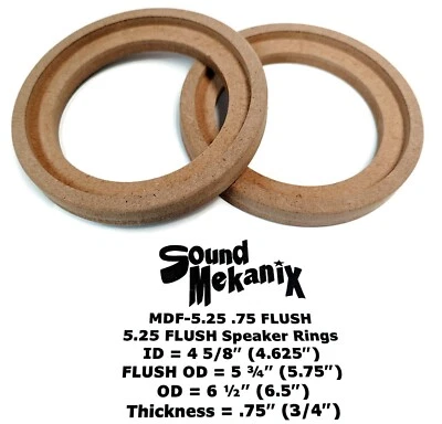 5 1/4" Flush Mount Speaker Rings MDF 5.25" Sound Mekanix Mounting Spacer 1 Pair